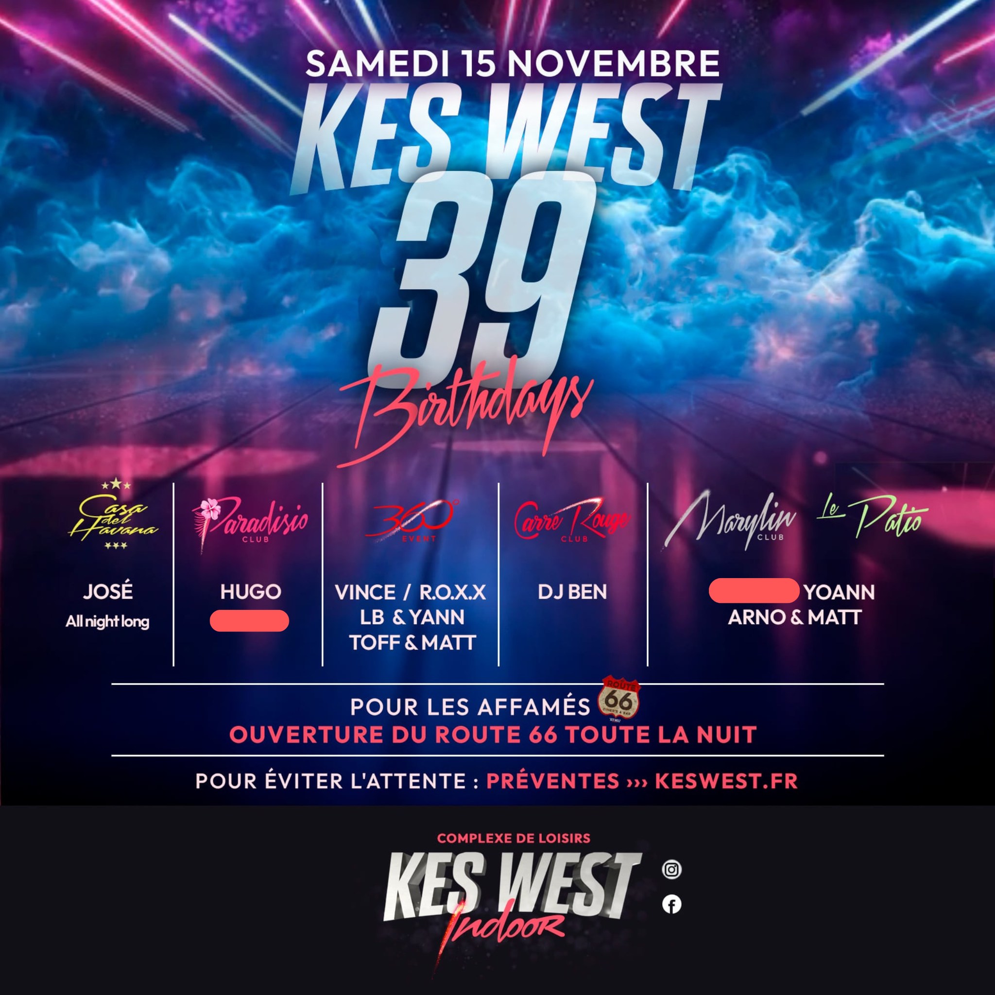 Table VIP (Salle Paradisio) pour 10 personnes - 39 ans du Kes West - Samedi 15 Novembre – Image 3