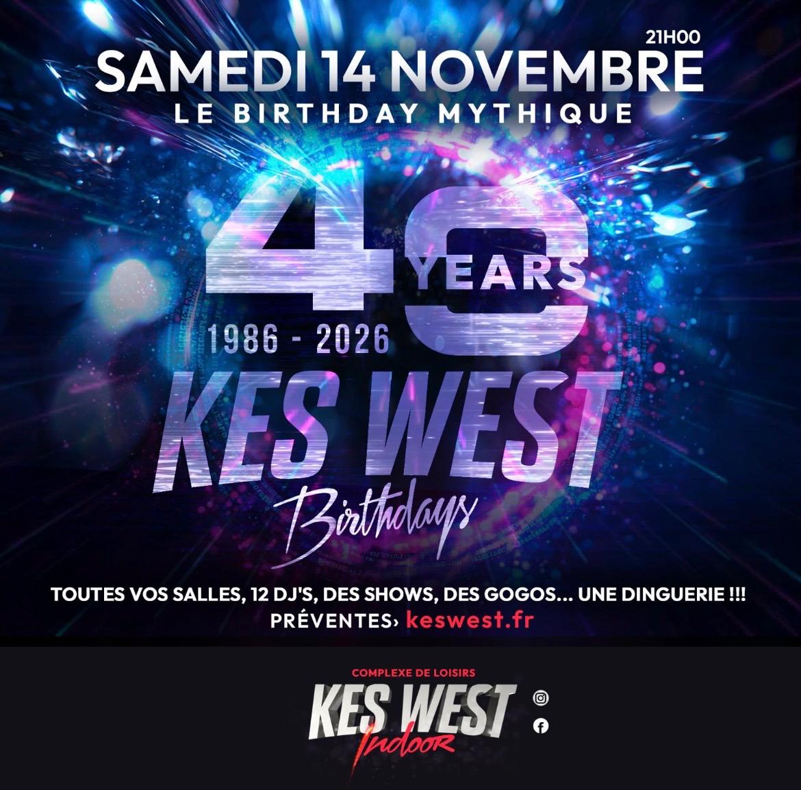 40 ANS DU KES WEST – SAM 14/11 – 150€ – ENTRÉE BOUTEILLE 5 PERSONNES